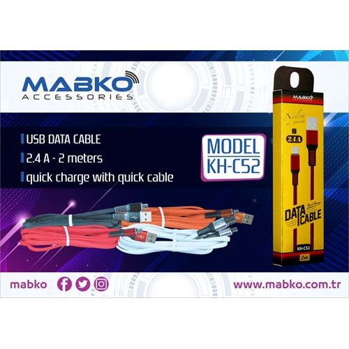 MABKO USB KABLO 2M/ 2.4A KH-C52