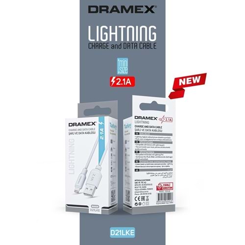 DRAMEX Lightning Kablo Eco 2.1A D21LKE