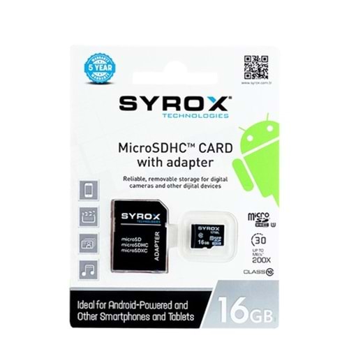 Hafiza kart SYROX 16 GB SYX-MC16