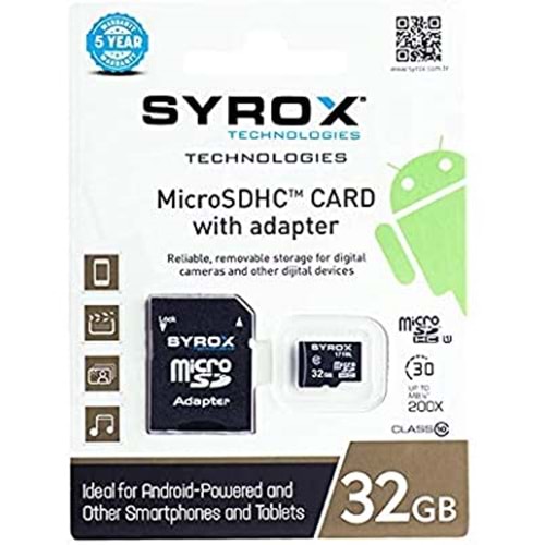 Hafiza kart SYROX 32 GB SYX-MC32